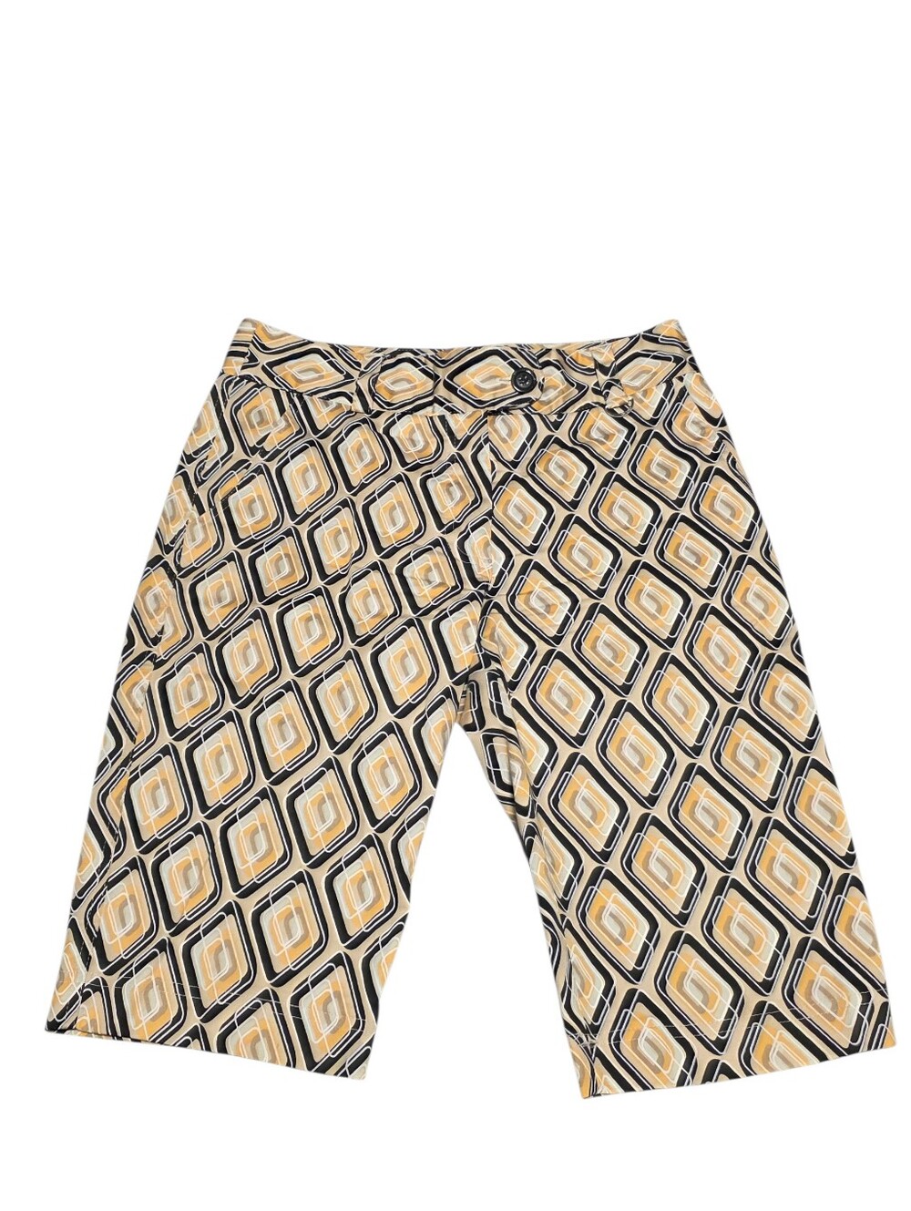 Lija Women's Geometric Print Yellow Golf Atheltic Bermuda Shorts Size 2 EUC